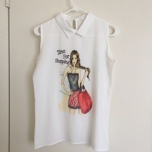 Sleeveless Top Blouse White